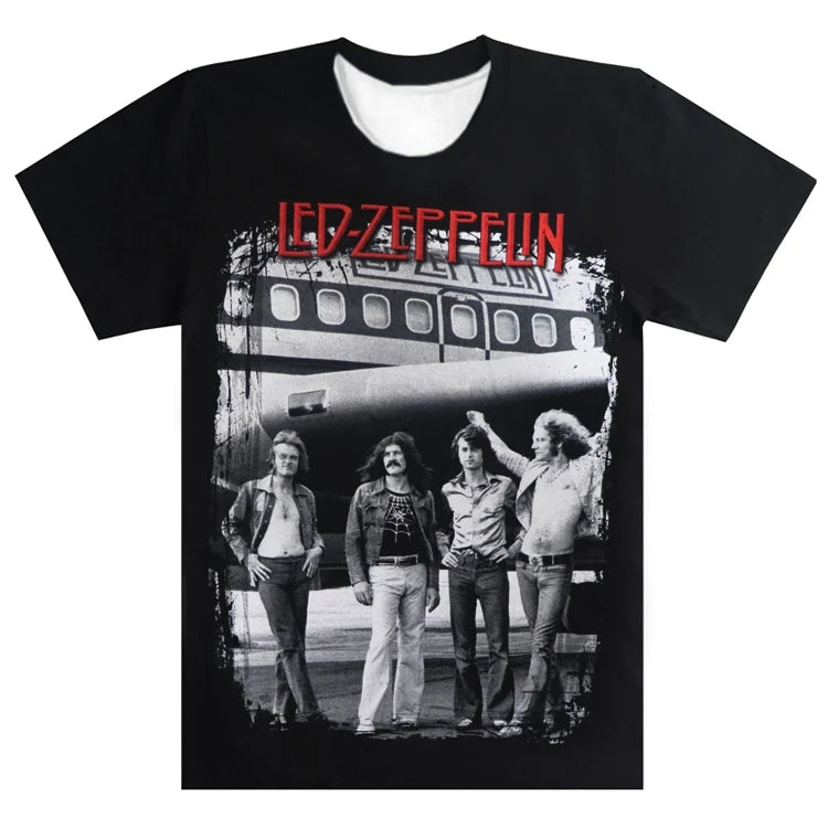 New 3D Printed Zeppelin Band Short Sleeve Shirt Sports Fashion T-shirt Men's and Women's Short Sleeve Trendy T-shirt