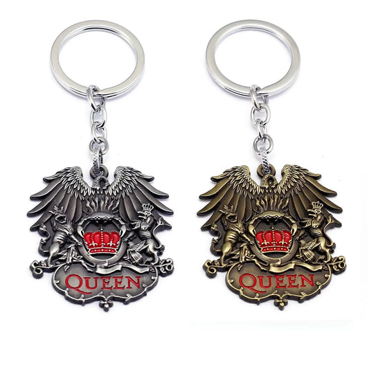 Punk Queen Rock Band Keychain Music Band Musician Queen Band Freddie Mercury Logo Keyring Women Men Key Chains Holder Gifts
