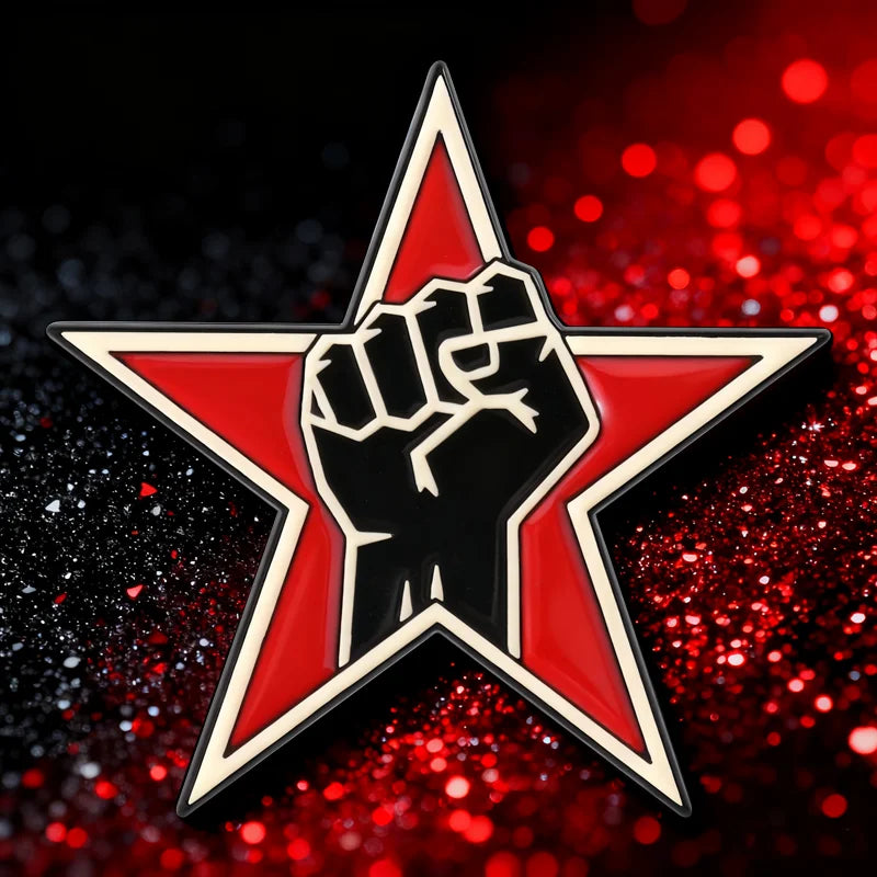 Red Star Fist Enamel Pins Rock Band Brooches Lapel Badges 90'S Anti-war Music Jewelry Gift for Fans Friends