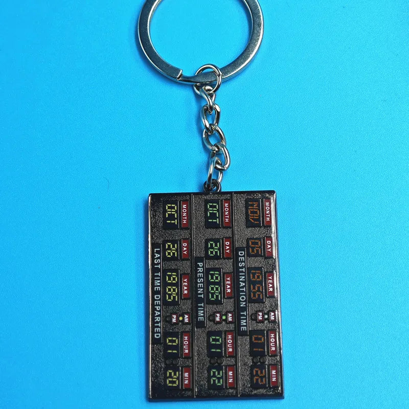 Time Circuits Keychain Marty McFly Doc Brown Time Travel Gift Classic movies Back To The Future Delorean Replica Prop Keyring