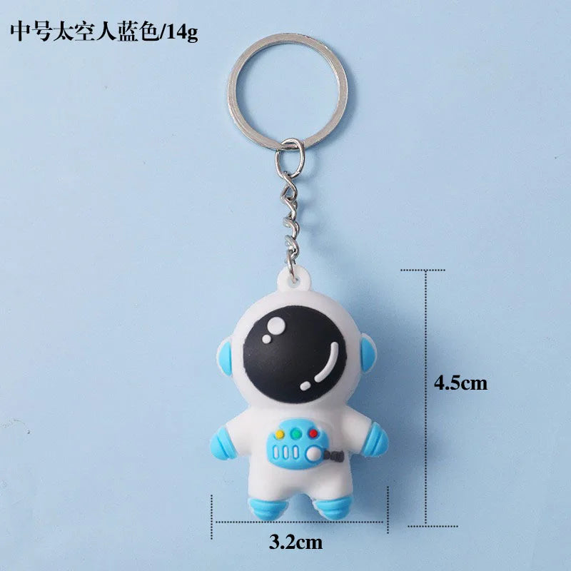 1PCS PVC Cartoon Planet Tour Astronaut Keychain Cute Astronaut Couple Chain Soft Rubber Small Pendant Key Ring Gift Aesthetic
