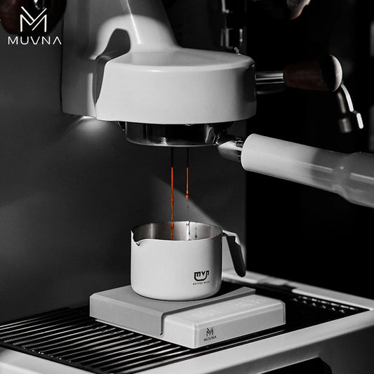 MUVNA Espresso Mug - Star Rain, 100ml Stainless Steel Coffee cup with Scale, Coffee Mugs with Handle, Colourful, Black & White