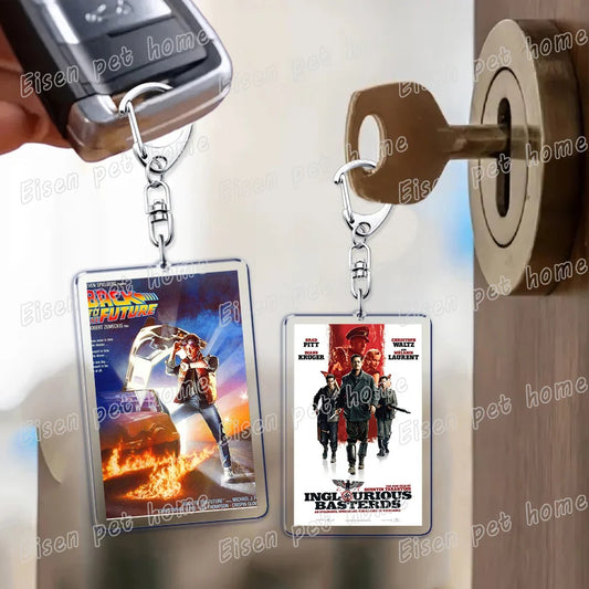 Popular Classic Movies Keychains for Accessories Bag Jaws Fight Club Avatar Films Pendant Key Chains Keyrings Jewelry Fans Gifts