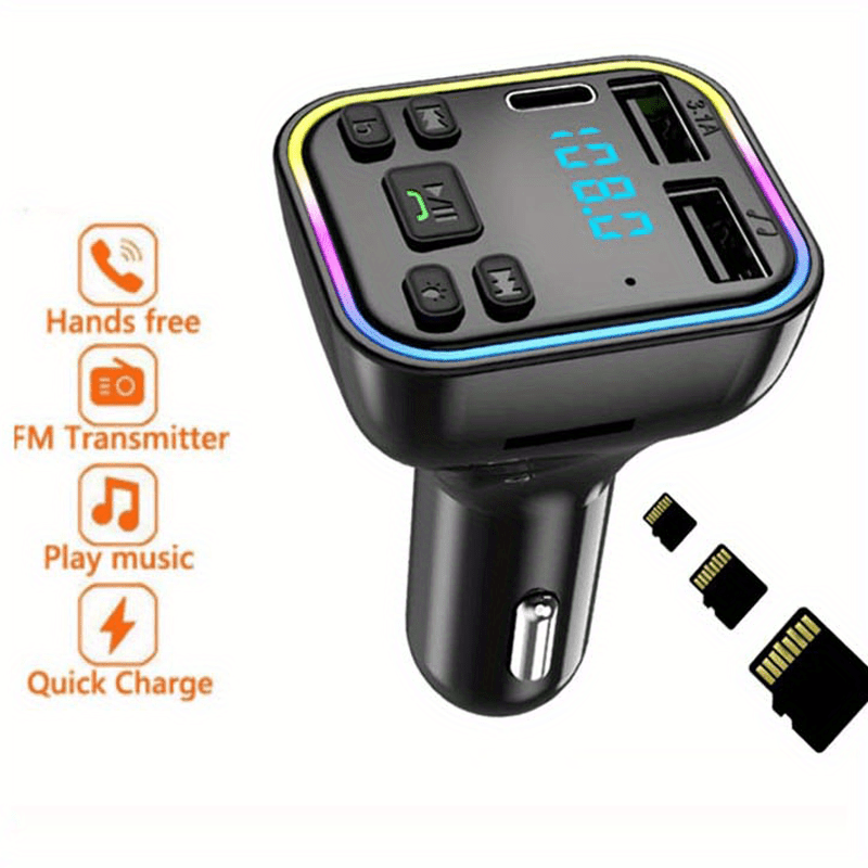 Car mp3 player Wireless FM Transmitter Type C USB C Fast Charging Dual USB car Charger Handsfree Car Kit MP3 Player FM Modulator