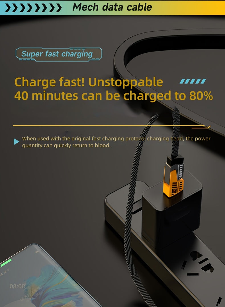 4-in-1 Fast Charging Cable, 47.24 in/120cm Dual Type-C & USB Lighting Connectors, Fabric Flat Cable, Matte Surface, USB Male to Male, Compatible with iPhone 15, For IPhone, USB Type C Charger Tablet Charge Cable