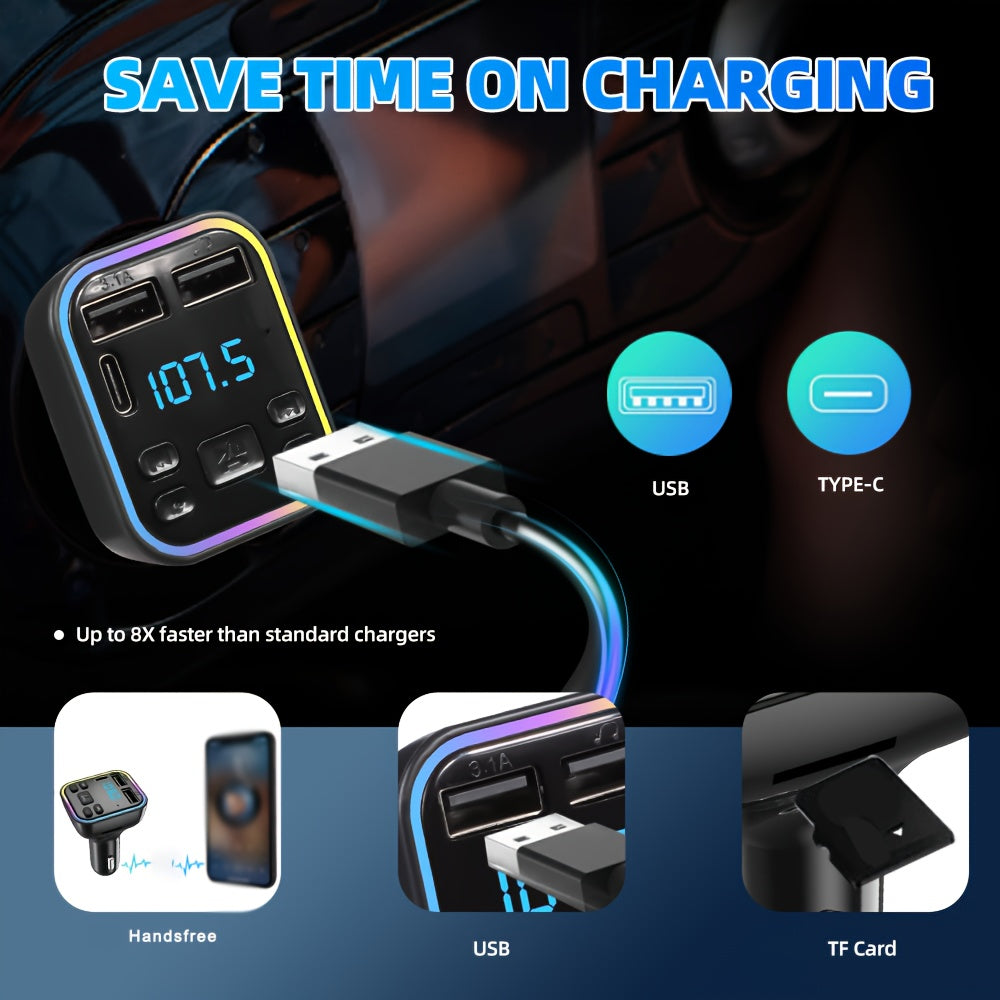 Car mp3 player Wireless FM Transmitter Type C USB C Fast Charging Dual USB car Charger Handsfree Car Kit MP3 Player FM Modulator