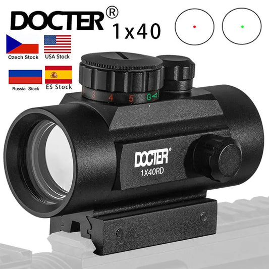 1x40 Riflescope Tactical Red Dot Scope Sight Hunting Holographic Green Dot Sight With 11mm 20mm Rail Mount Collimator Sight