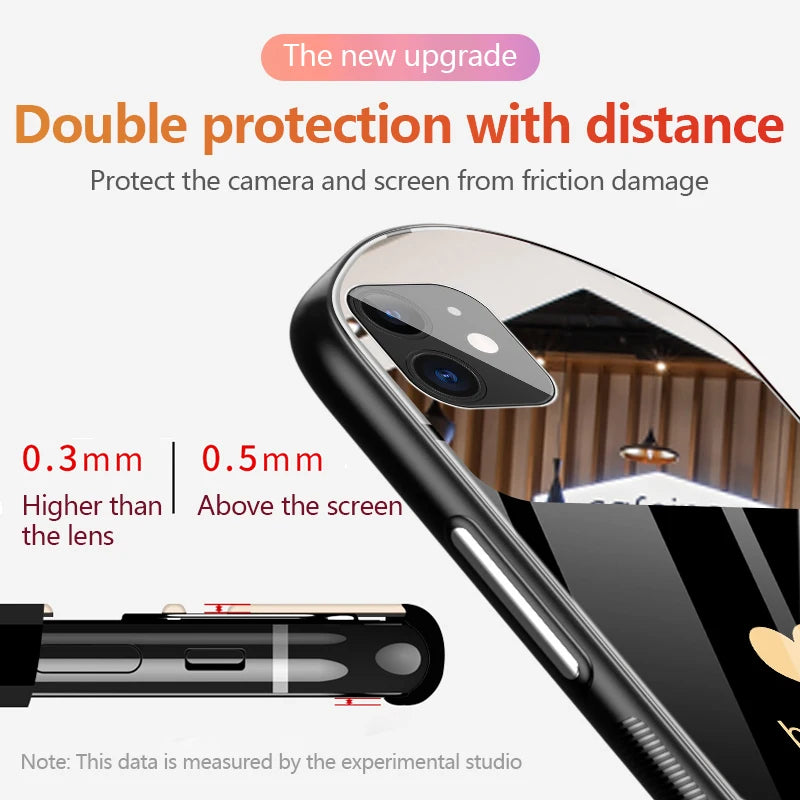 Luxury Cute Oval Heart-shaped Tempered Glass Phone Case For iPhone 16 E 15 14 13 12 11 Pro Max XS XR Plus Mirror Silicone Cover