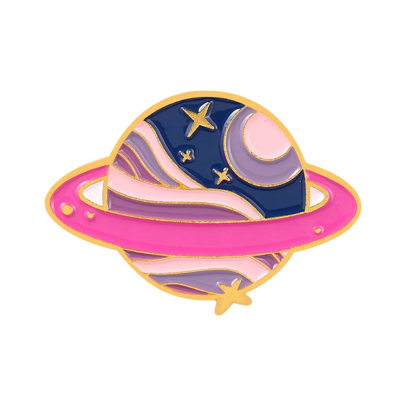 Star Sky Galaxy Collection Enamel Pins Romantic Space Planet Metal Cartoon Badge Bag Hat Lapel Women Jewelry Kid Astronaut Gifts