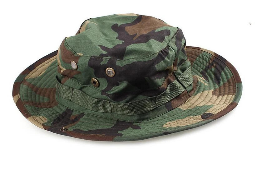 Tactical Boonie Hat Camouflage Fishing Cap Outdoor Sport Sun Bucket Cap Outdoor Training Travel Hunting Hiking Cap