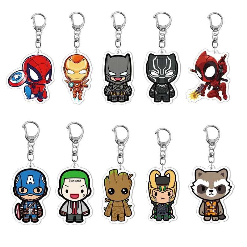 Marvel Avengers Cute Keychain Cartoon Iron Man Thor Hulk Captain America Car Keychain Kids Bag Pendant Keyring Friends Gift