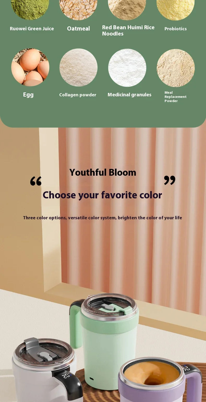 New smart temperature-measuring magnetic automatic stirring cup, electric portable coffee cup, milkshake cup, sports and fitness