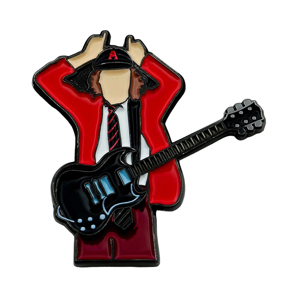 Rock Band Badge Guitarist Angus Young Enamel Pin Music Jewelry Fans Gift Fun Backpack Decorative