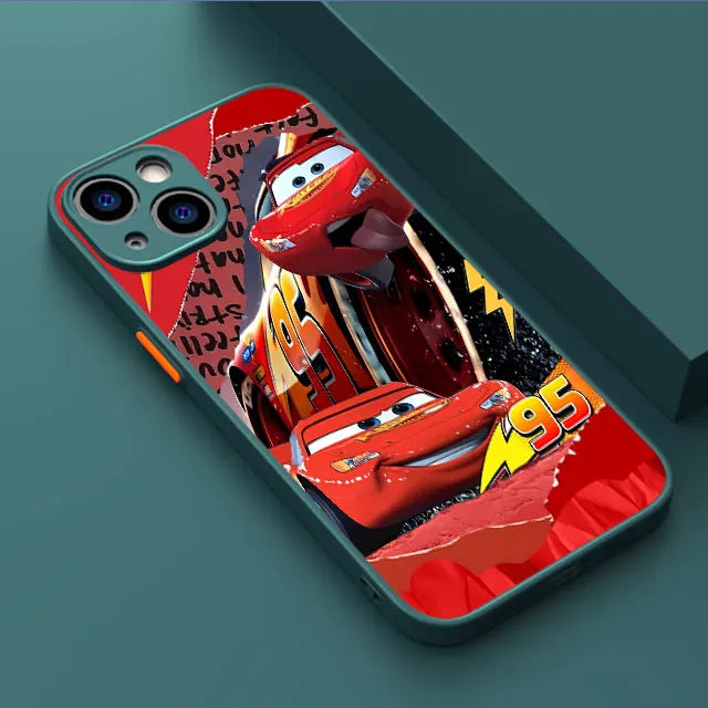 Lightning McQueen Car Phone Case for iPhone 16 Pro 11 12 Mini 13 14 Pro 15 Pro Max 7 8 Plus XS Soft Edge Matte Shell