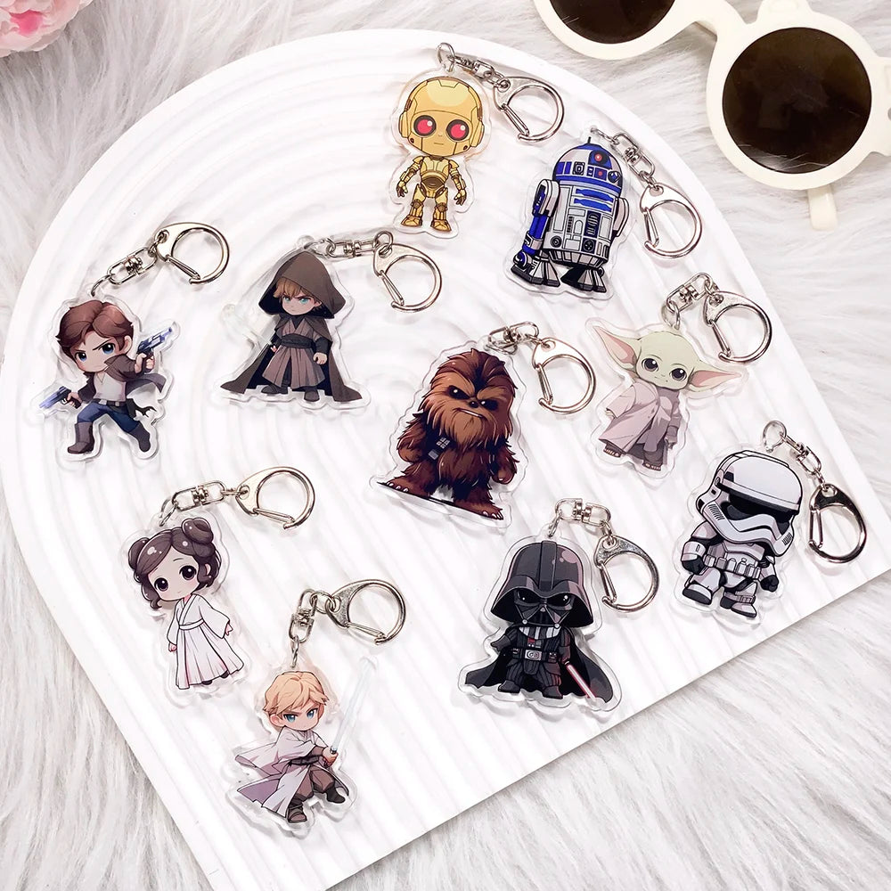 Star Wars Acrylic Keychain Luke/Anakin/Yoda Jedi Charm with Lightsaber Design, Sci-Fi Movie Collectible Keyring Gift For Friends