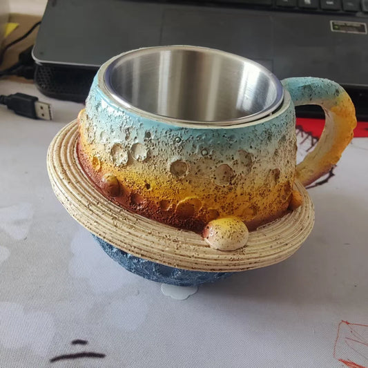 Planetary Mug Collection Cosmic Resin Cups Earth Moon Saturn Sun Shaped Coffee Mug Gift for Amateur Astronomer
