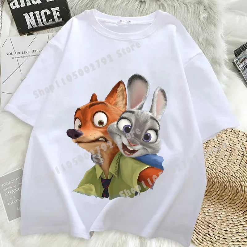 Zootopias Outfit T Shirt for Men Women Tee Judy Nick Movie Oversize Shirts Fashion Loose Cotton Clothing Love Gift for Couple