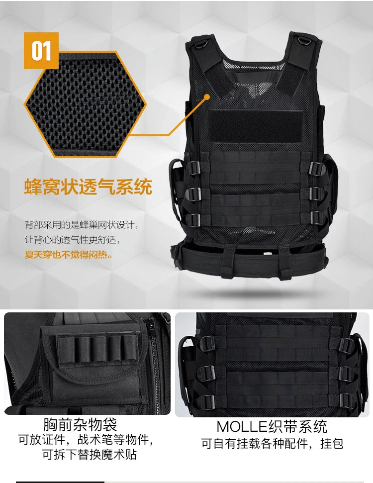 Multifunctional Military Tactical Vest Anti Puncture Clothing Mesh Breathable Summer CS Tops Outdoor Protective Clothing
