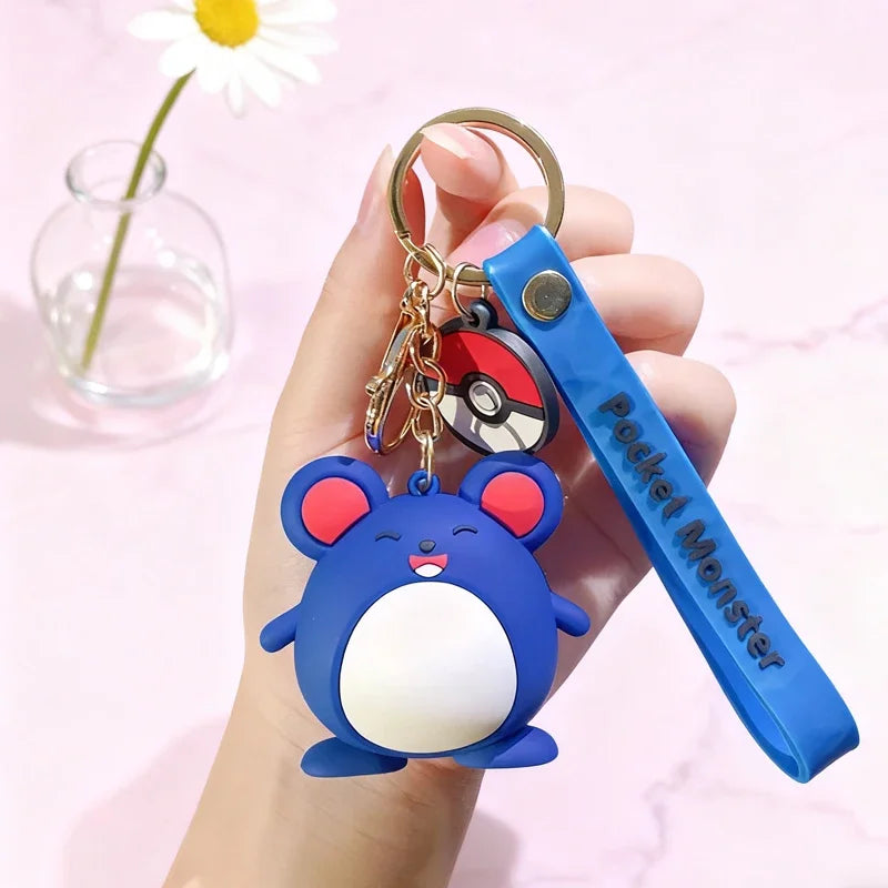 New Pokemon Pikachu Keychain Anime* Cartoon Key Chain Charmander Psyduck* Fashion Keyring Pendant Accessories Toys Kids Gifts*