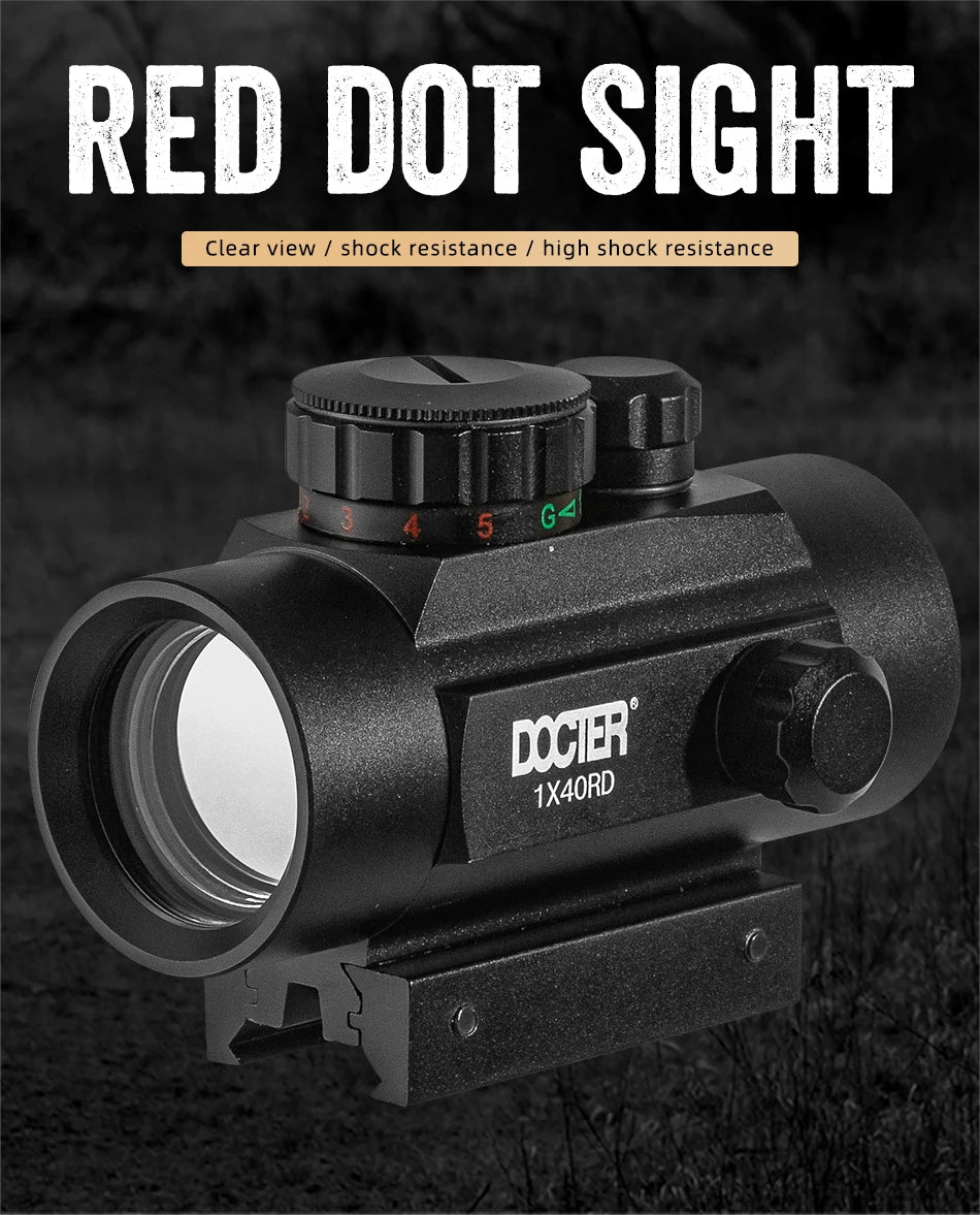 1x40 Riflescope Tactical Red Dot Scope Sight Hunting Holographic Green Dot Sight With 11mm 20mm Rail Mount Collimator Sight