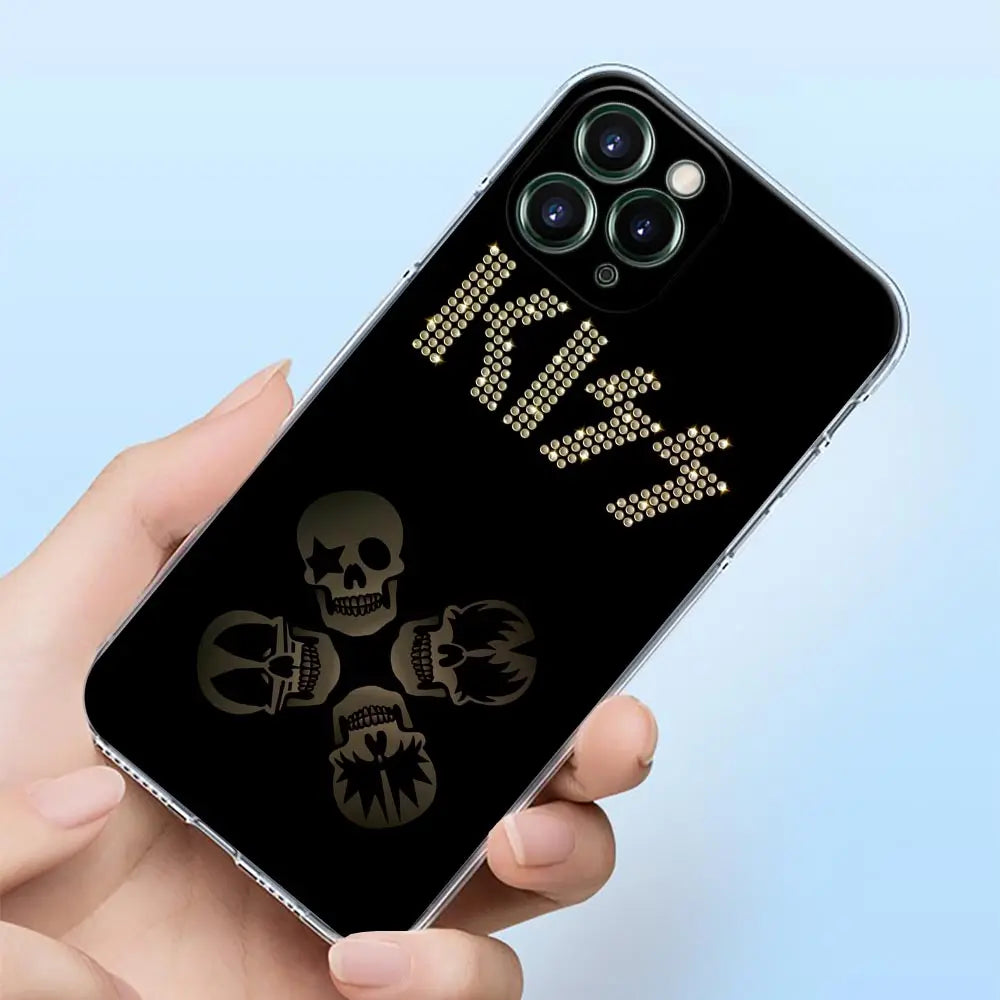 Classics Kiss Rock Band Clear Phone Case For iPhone 15 14 13 12 11 Pro Max Mini Cases iPhone 7 14 15 Plus XS Soft Silicone Cover