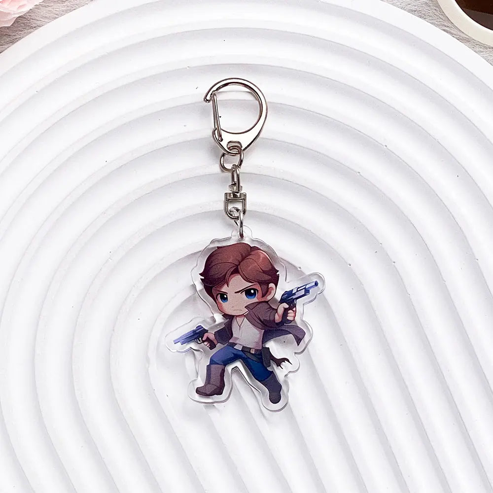 Star Wars Acrylic Keychain Luke/Anakin/Yoda Jedi Charm with Lightsaber Design, Sci-Fi Movie Collectible Keyring Gift For Friends