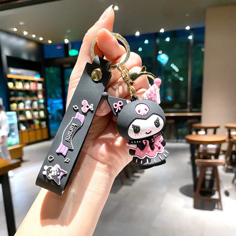 New Kawaii Sanrio Kuromi Keychain Pvc Doll Key Chain Cartoon Anime Cinnamoroll Bag Pendant Car Keyring Toys Kids Birthday Gift