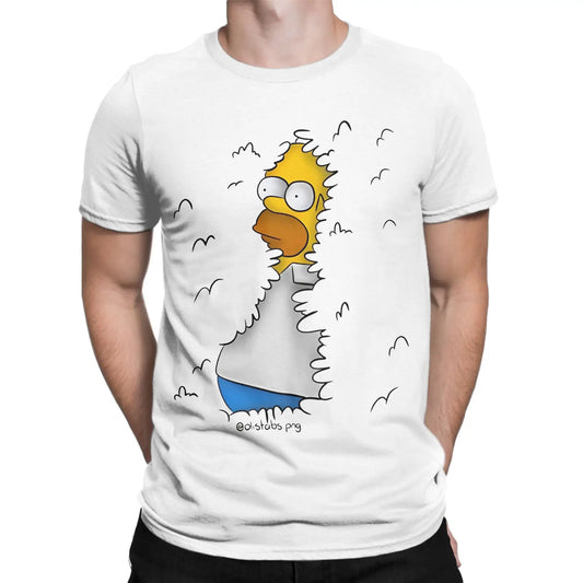 Men's T-Shirt Homer in the Bushes Simpsons Vintage Cotton Tee Shirt Short Sleeve  T Shirts O Neck Clothes New Arrival