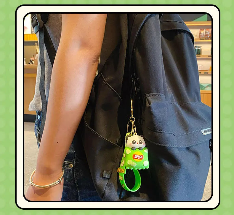 Potato Chips Snack Keychains Alloy & PVC Anime Cartoon Panda & Pig Unique Lobster Clasp Keyring Ideal for Bag Decoration & Gifts