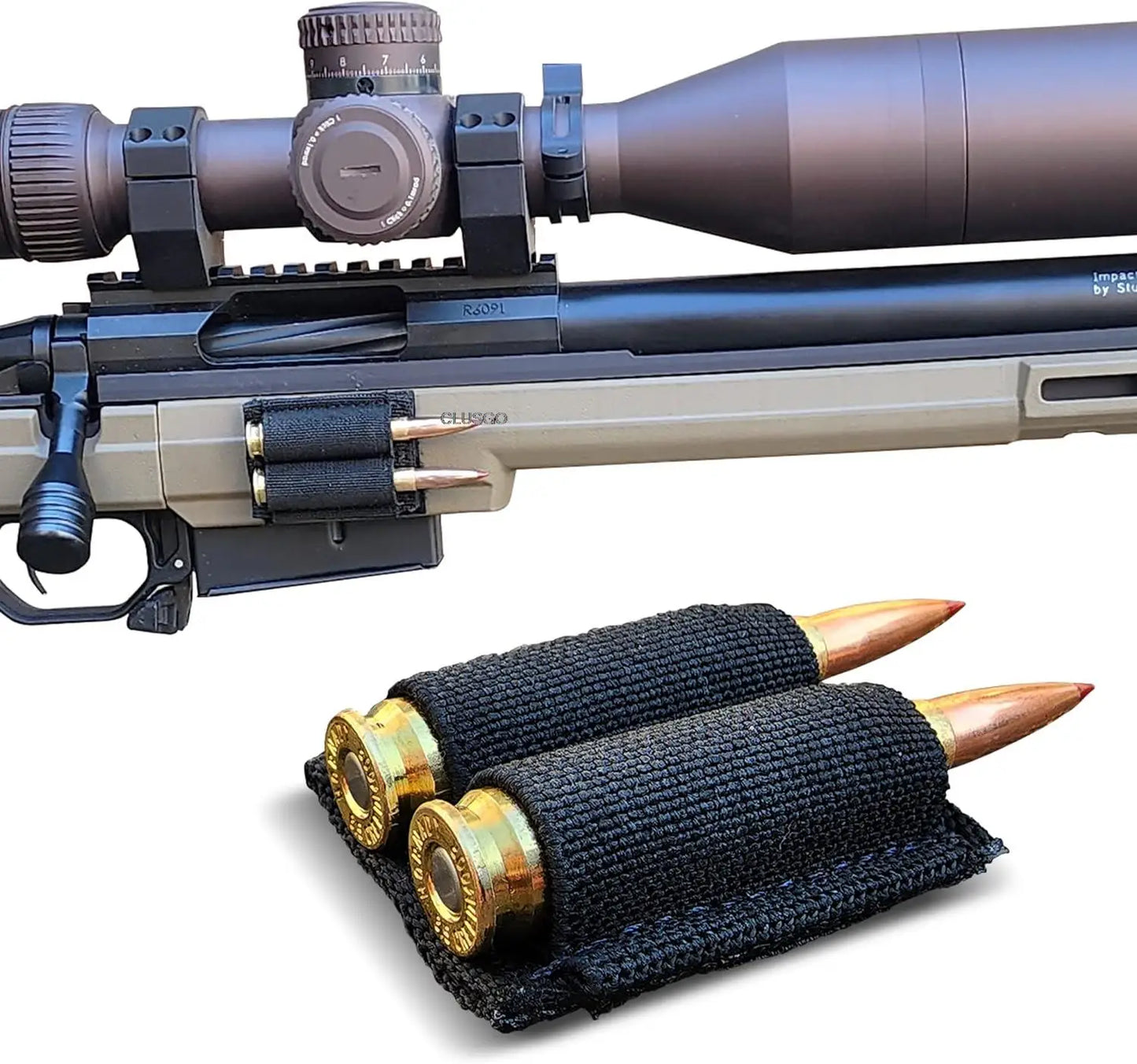 Tactical 50-Rounds Rifle Bullet Cartridge Bandolier Ammo Belt Sling with 2-Round Bullet Holder Patch for 308 Cal. 30-30 30-06