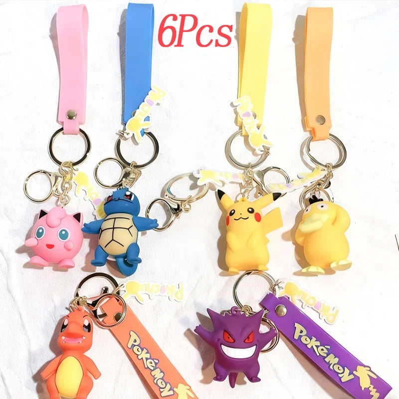 New Pokemon Pikachu Keychain Anime* Cartoon Key Chain Charmander Psyduck* Fashion Keyring Pendant Accessories Toys Kids Gifts*