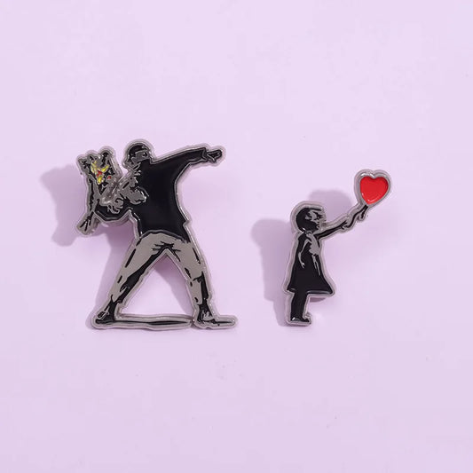 Punk Enamel Pins Funny Graffiti Wall Skate Brooches Lapel Backpack Badges Flower Thrower Jewelry Gift for Art Friends Wholesale