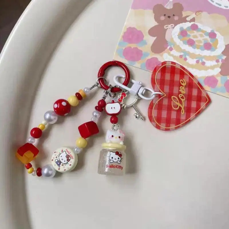 Kawaii Keychain Cute KT Cat Keyring School Bag Pendant Backpack Hanging Decoration Lovely Gifts