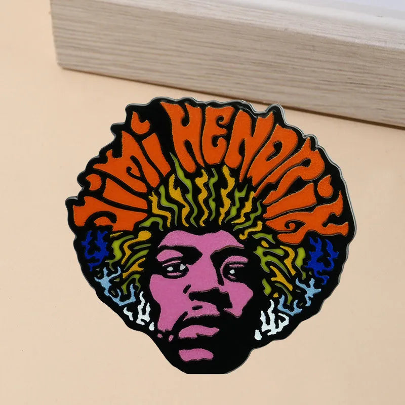 Rock Singer Jimi Hendrix Badge Great Electric Guitarist Lapel Pin Hip Hop Punk Jewelry Fan Collection