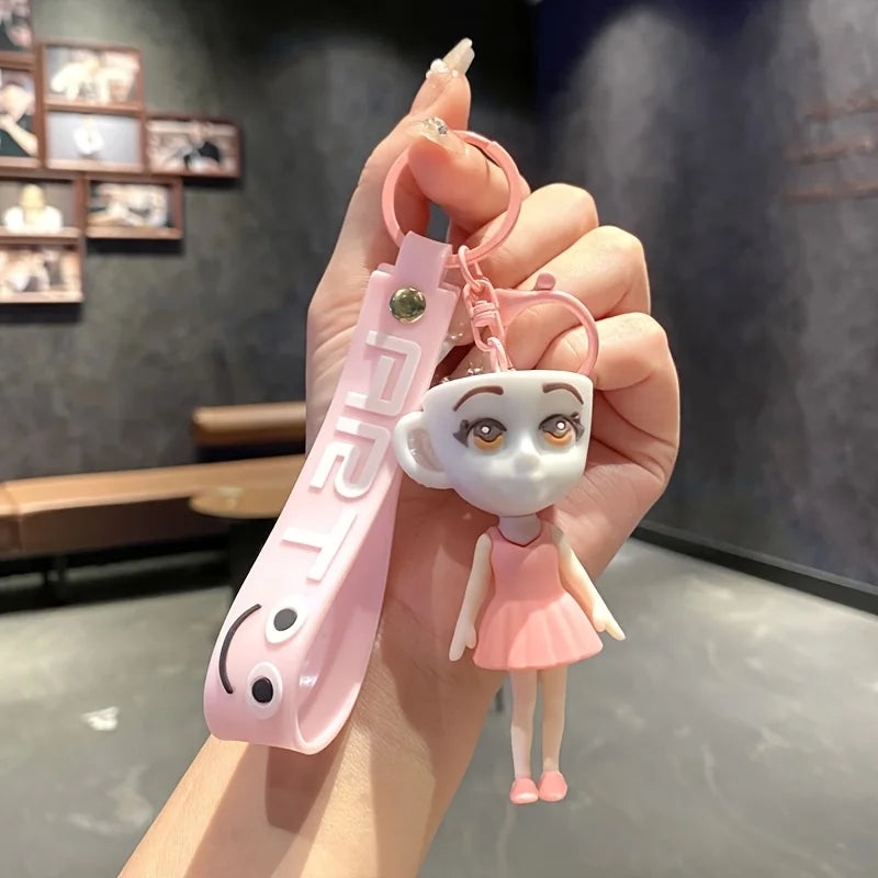 1Pcs Cartoon Figurine Abstract PVC Keychain Bag Pendant Model Keyring Desktop Car Hanging Pendant Keyring Accessories Cute Gifts