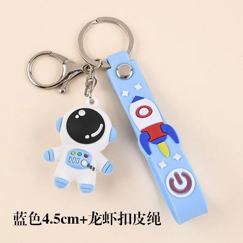 1PCS PVC Cartoon Planet Tour Astronaut Keychain Cute Astronaut Couple Chain Soft Rubber Small Pendant Key Ring Gift Aesthetic