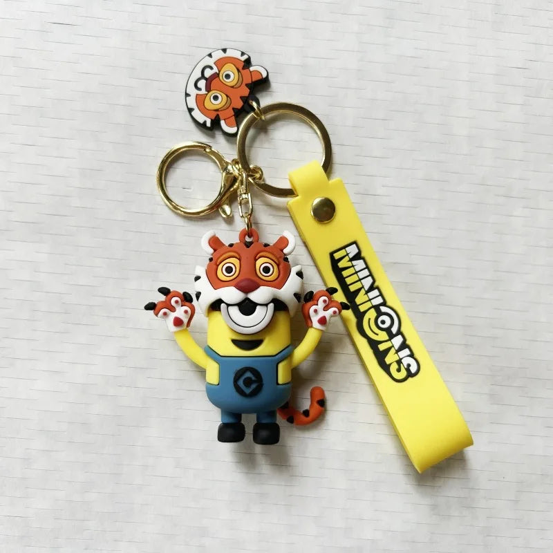 MINISO Minion Keychain Chinese Zodiac Series Cute Cartoon Children's Toy Keyring School Pack Car Key Accessories Gift