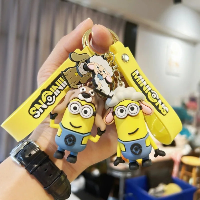 MINISO Minion Keychain Chinese Zodiac Series Cute Cartoon Children's Toy Keyring School Pack Car Key Accessories Gift