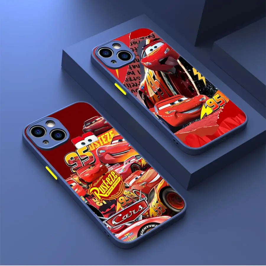 Lightning McQueen Car Phone Case for iPhone 16 Pro 11 12 Mini 13 14 Pro 15 Pro Max 7 8 Plus XS Soft Edge Matte Shell