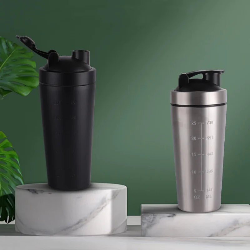 Stainless Steel Protein Shaker Cup Portable Fitness Sports Mug Nutrition Shakers Cup Water Bottles Water Cup Portable Shakers