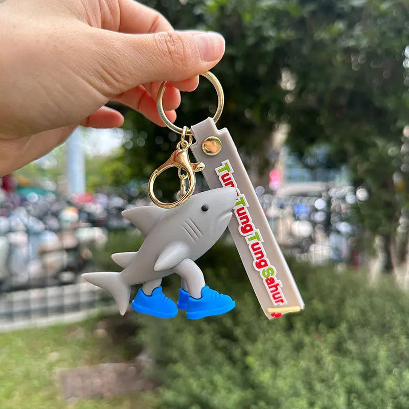 Tungtung Sahur Brainrot Figurine Keychains Shark Tralalero Tralala Plush Keychain Ballerina Cappuccino Brr Patapim Keyrings Deco