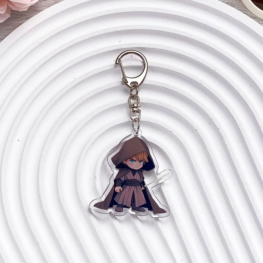 Star Wars Acrylic Keychain Luke/Anakin/Yoda Jedi Charm with Lightsaber Design, Sci-Fi Movie Collectible Keyring Gift For Friends