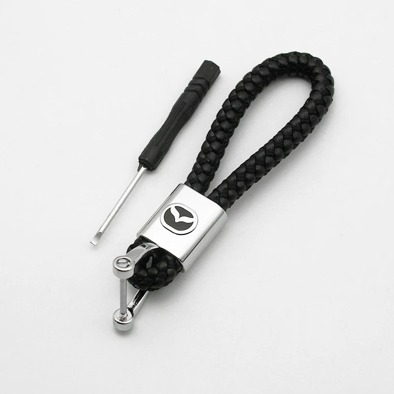 Key Chain 3D Metal+Leather Car Emblem Keyring For Mazda 3 2 6 Atenza Axela Demio CX3 CX4 CX5 CX6 MP MS RX8 CX30 MX3 MX5 BK