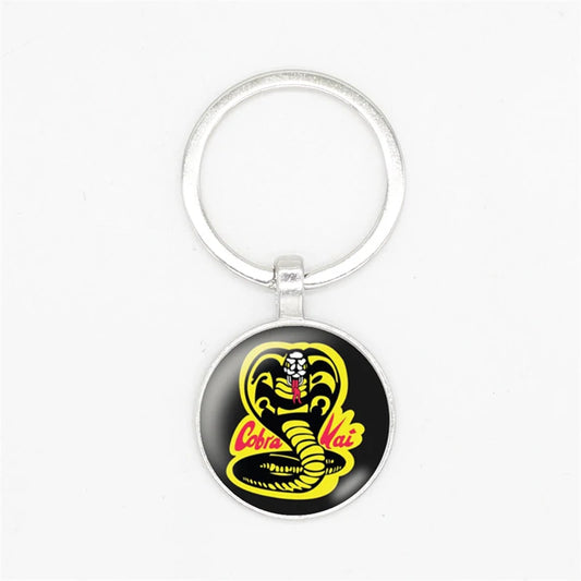 Karate Kid Movie Keychain Cobra Kai Art Photo Glass Cabochon Keyring Car Bag Pendant Keychain Men's Jewelry Gift