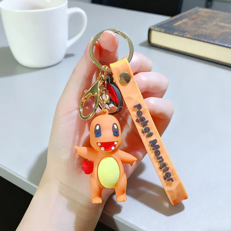New Pokemon Pikachu Keychain Anime* Cartoon Key Chain Charmander Psyduck* Fashion Keyring Pendant Accessories Toys Kids Gifts*
