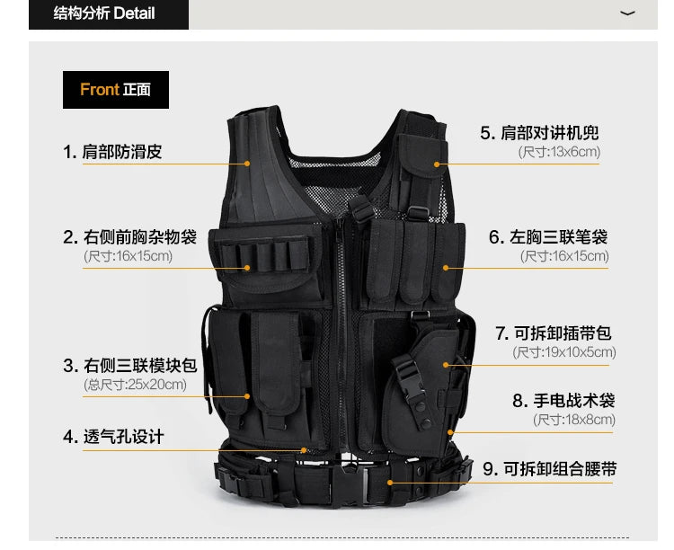 Multifunctional Military Tactical Vest Anti Puncture Clothing Mesh Breathable Summer CS Tops Outdoor Protective Clothing