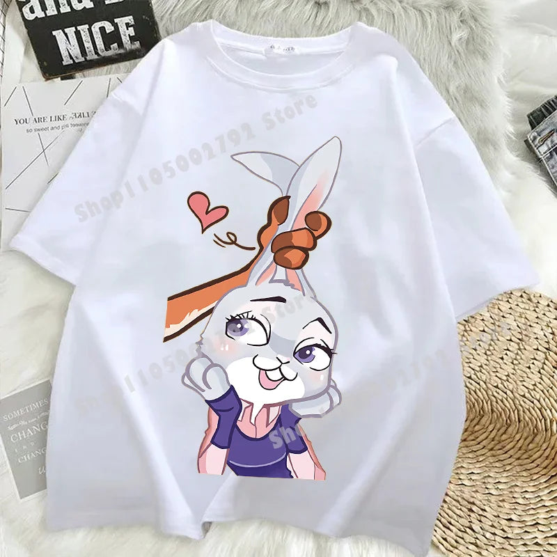 Zootopias Outfit T Shirt for Men Women Tee Judy Nick Movie Oversize Shirts Fashion Loose Cotton Clothing Love Gift for Couple