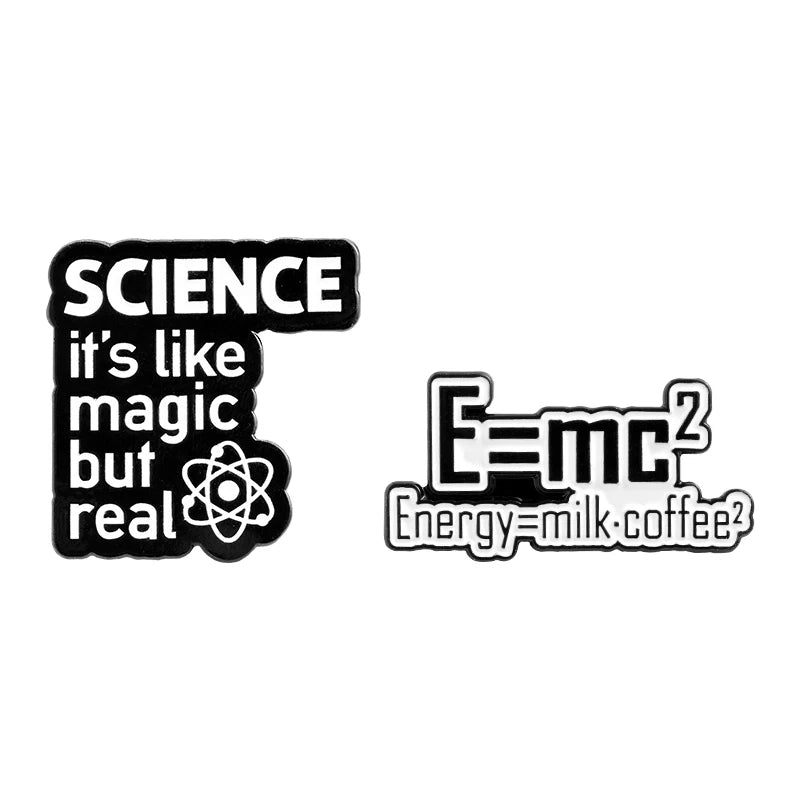 Science It's Like Magic But Real Enamel Pins Black Letters Energy Milk Coffee Magical Chemical Badge Pin Buckle Gift for Friends