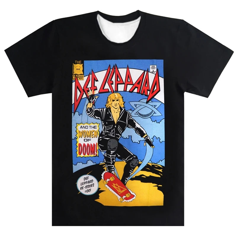 New 3D Printed Zeppelin Band Short Sleeve Shirt Sports Fashion T-shirt Men's and Women's Short Sleeve Trendy T-shirt