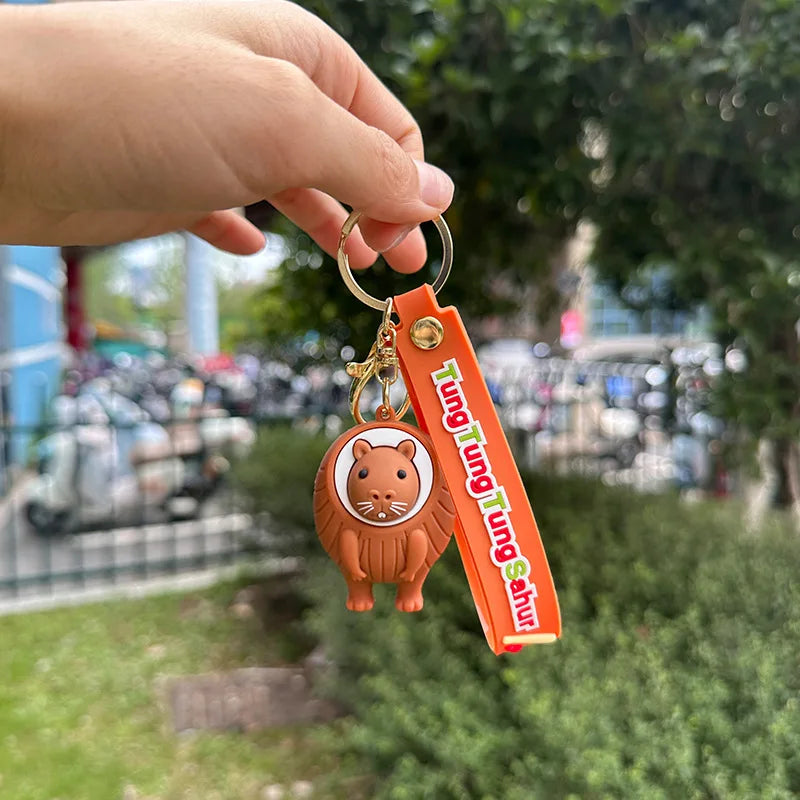 Tungtung Sahur Brainrot Figurine Keychains Shark Tralalero Tralala Plush Keychain Ballerina Cappuccino Brr Patapim Keyrings Deco